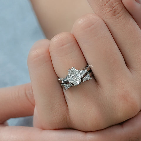 Octagon Lab Grown Diamond Engagement Ring Set