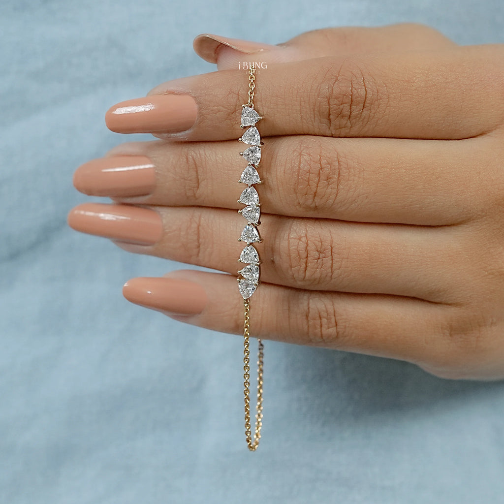 Trillion Cut Lab Grown Diamond Chain Bracelet
