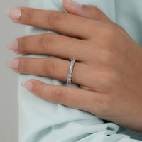 Round Lab Diamond Half Eternity Wedding Band