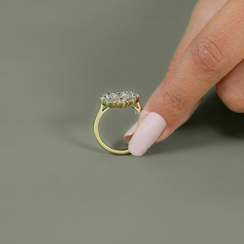 Rose Cut Round Diamond Halo Engagement Ring