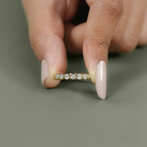 Round Bezel Set Lab Grown Diamond Wedding Band