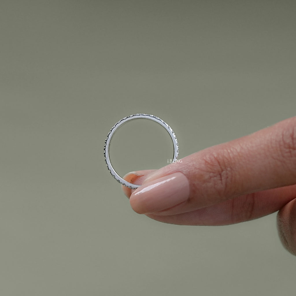 Round Tinny Diamond Full Eternity Wedding Band