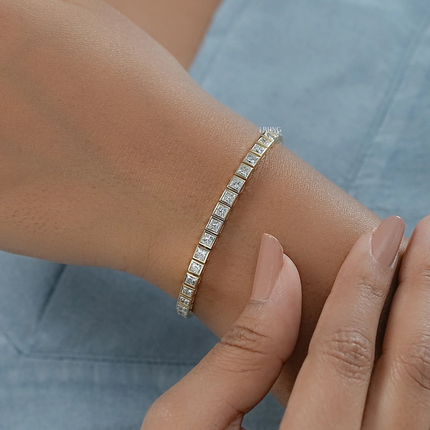 Princess Lab Diamond Bezel Set Tennis Bracelet