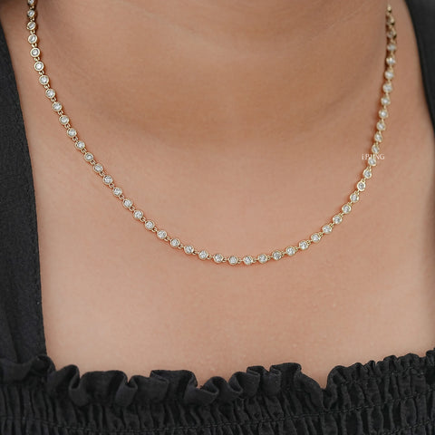 Round Lab Grown Diamond Tennis Necklace