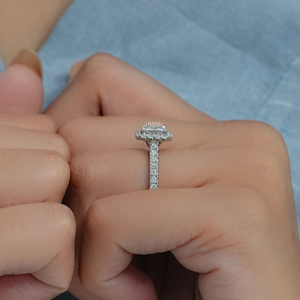 Radiant Cut Lab Diamond Halo Accent Ring