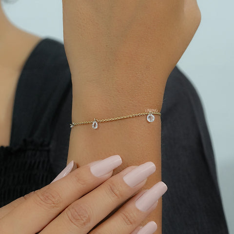 Multi Shape Rose Cut Diamond Station Bracelet