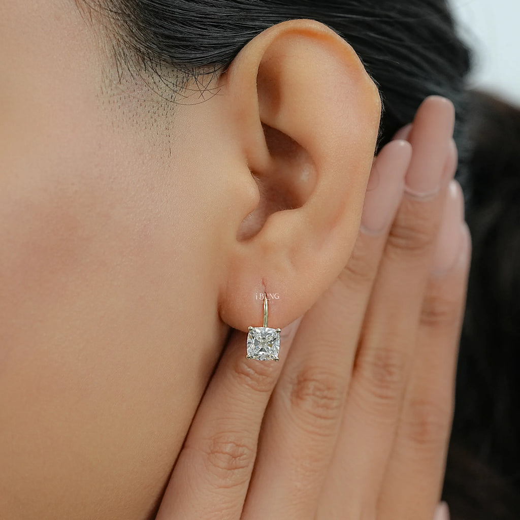 Square Cushion Lab Diamond Hoop Earrings