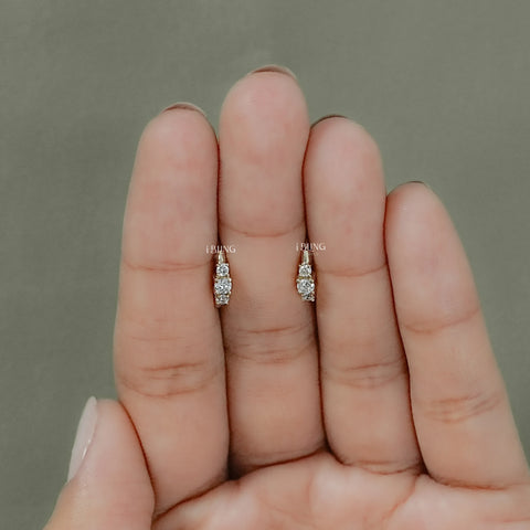 Round Three Stone Lab Diamond Hoop Earring