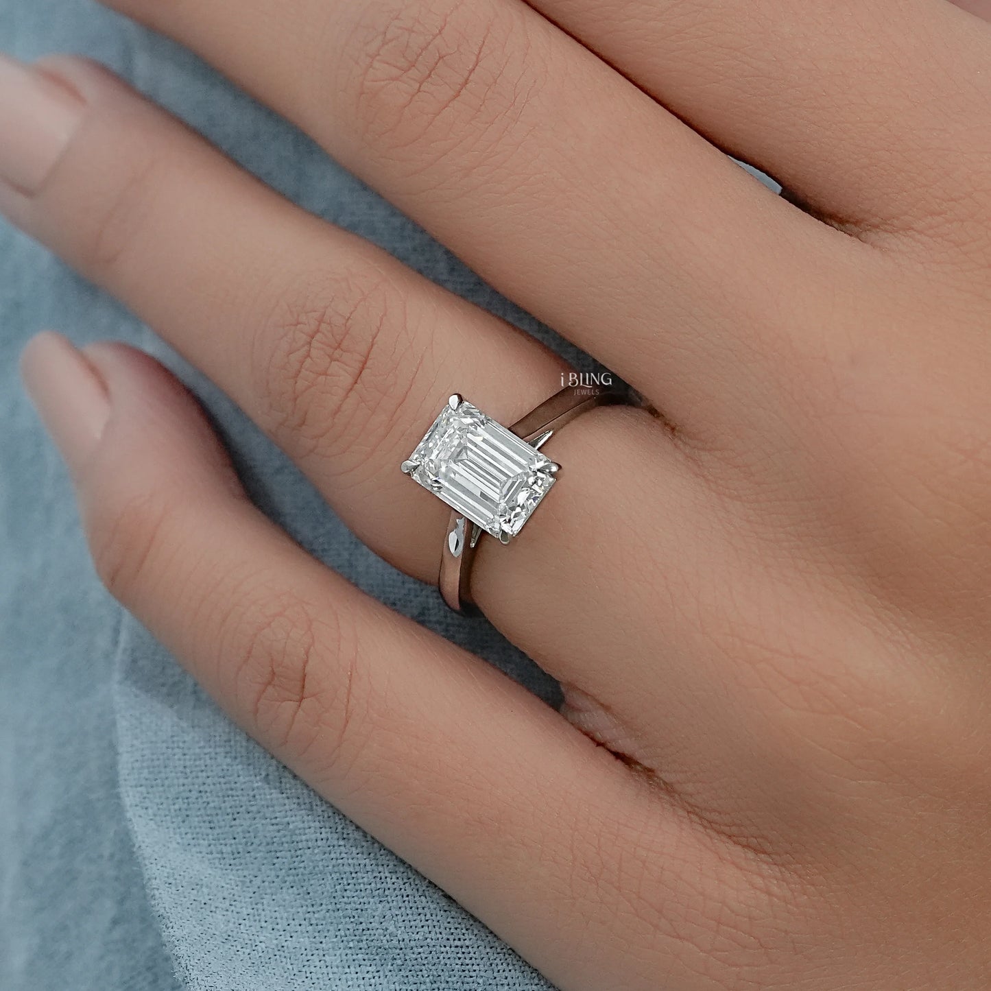 Emerald Cut Lab Grown Diamond Solitaire Ring