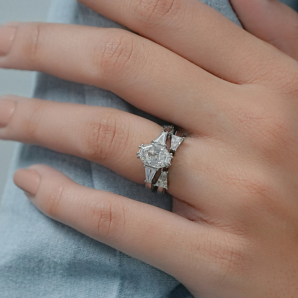 Octagon Lab Grown Diamond Engagement Ring Set