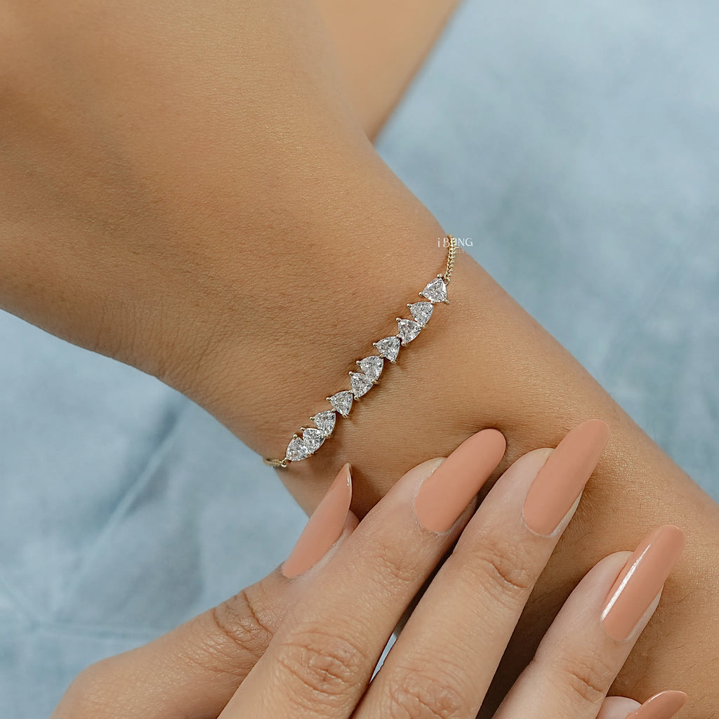 Trillion Cut Lab Grown Diamond Chain Bracelet