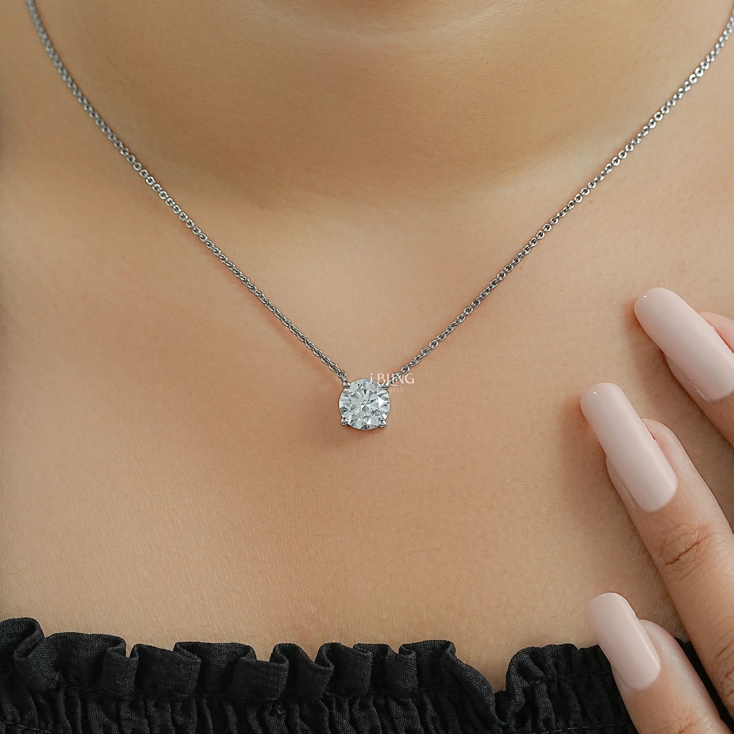 Round Cut Lab Grown Diamond Solitaire Necklace Pendants
