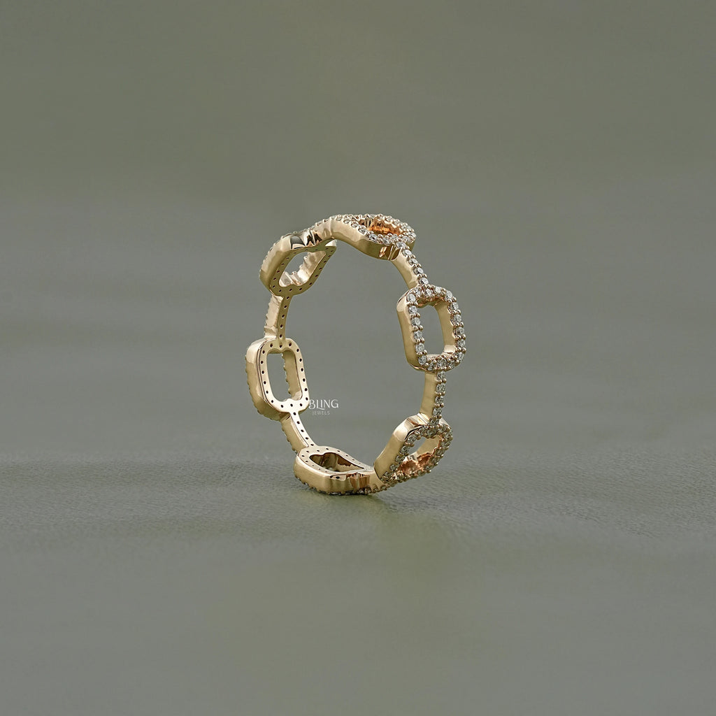 Round Diamond Link Chain Wedding Ring
