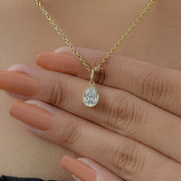 Pear Cut Lab Diamond Bezel Set Solitaire Necklace
