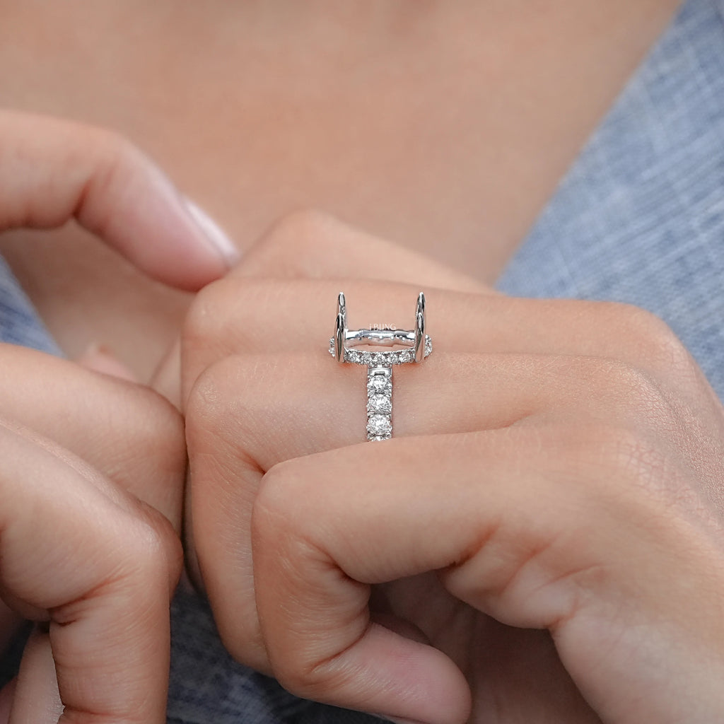 Oval Shape Semi Mount Lab Diamond Engagement Ring