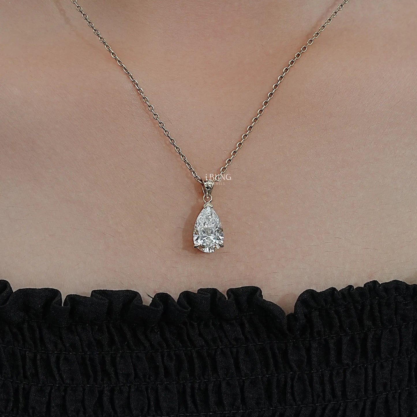 Pear Cut Lab Grown Diamond Solitaire Necklace Pendants