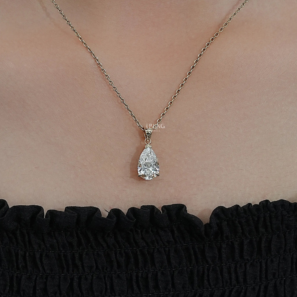 Pear Cut Lab Grown Diamond Solitaire Necklace