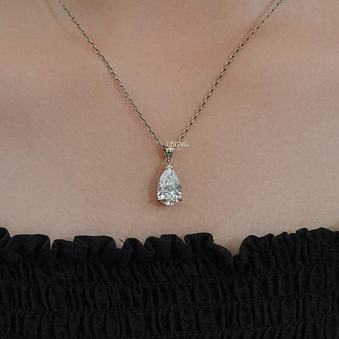 Pear Cut Lab Grown Diamond Solitaire Necklace