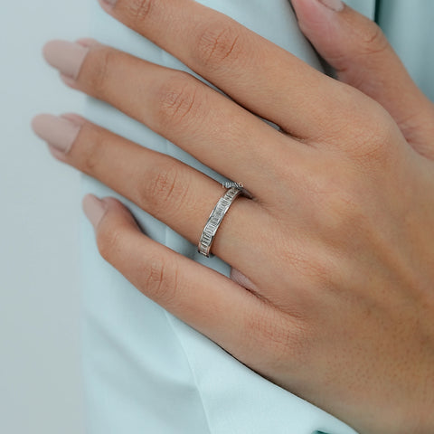 Baguette Cut Lab Diamond Full Eternity Wedding Band
