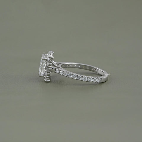 Princess Lab Diamond Halo Engagement Ring