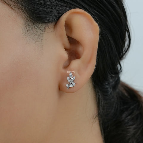 Marquise Cut Lab Diamond Leaf Stud Earrings
