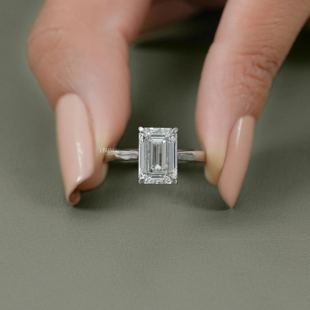 Emerald Cut Lab Grown Diamond Solitaire Ring
