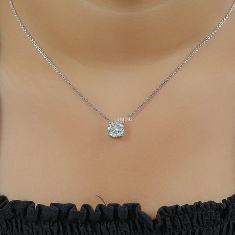 Round Cut Lab Grown Diamond Solitaire Necklace