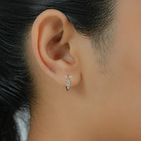 Round Three Stone Lab Diamond Hoop Earring