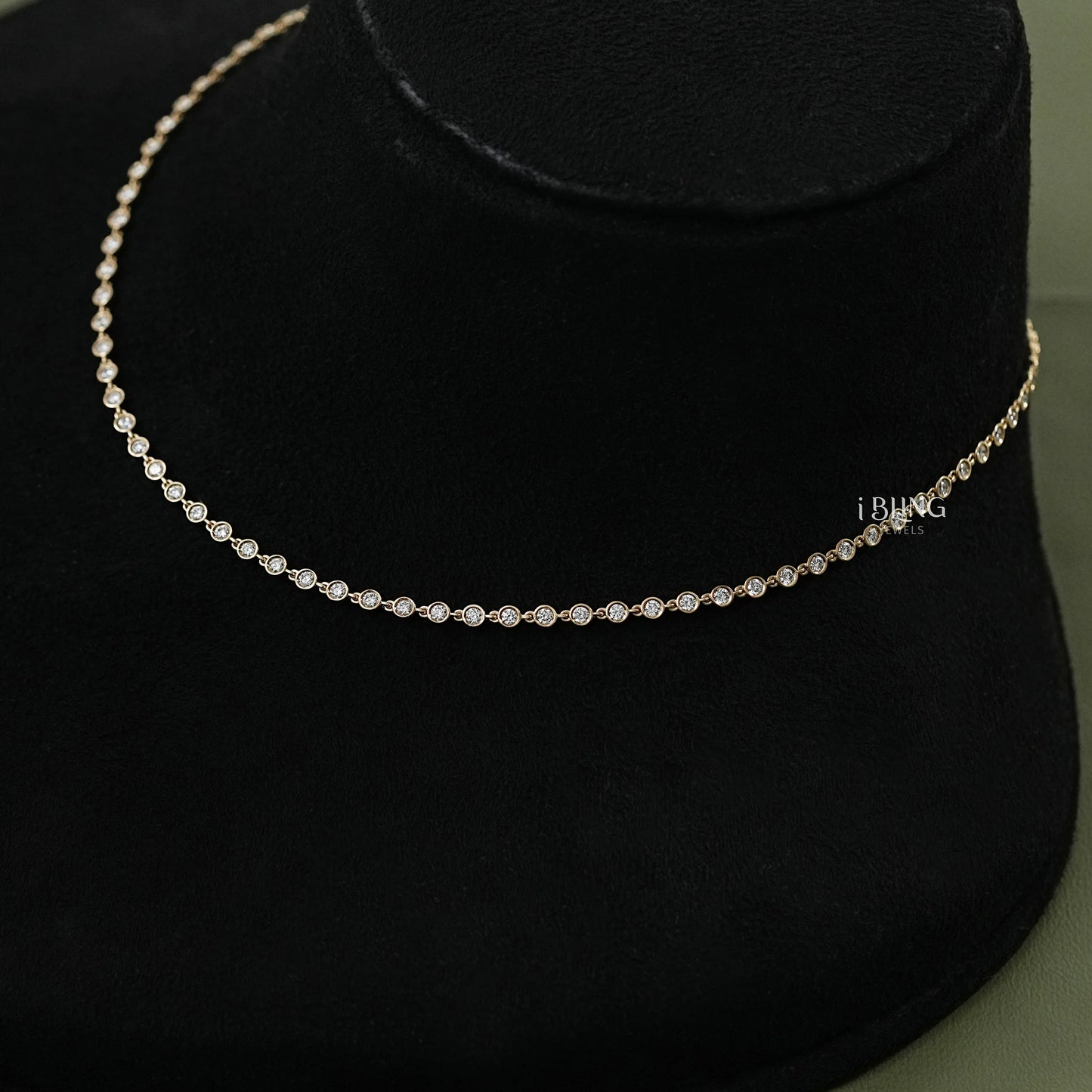 Round Lab Grown Diamond Tennis Necklace Necklace
