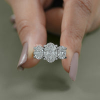 Three Stone Oval Cut Lab Diamond Engagement Ring