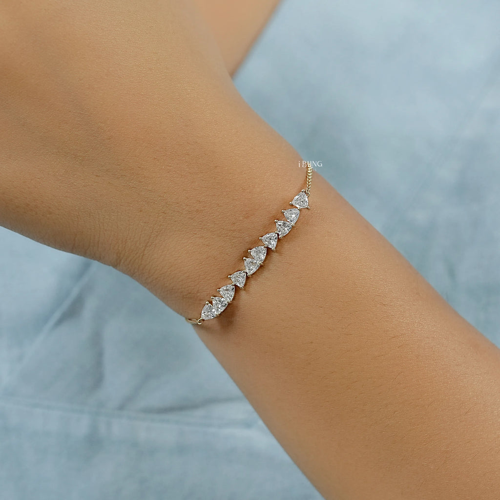 Trillion Cut Lab Grown Diamond Chain Bracelet