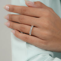 Oval Cut Lab Diamond Half Eternity Wedding Band