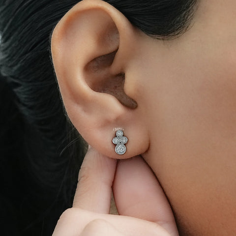 Round Cut Lab Grown Diamond Bezel Set Stud Earrings