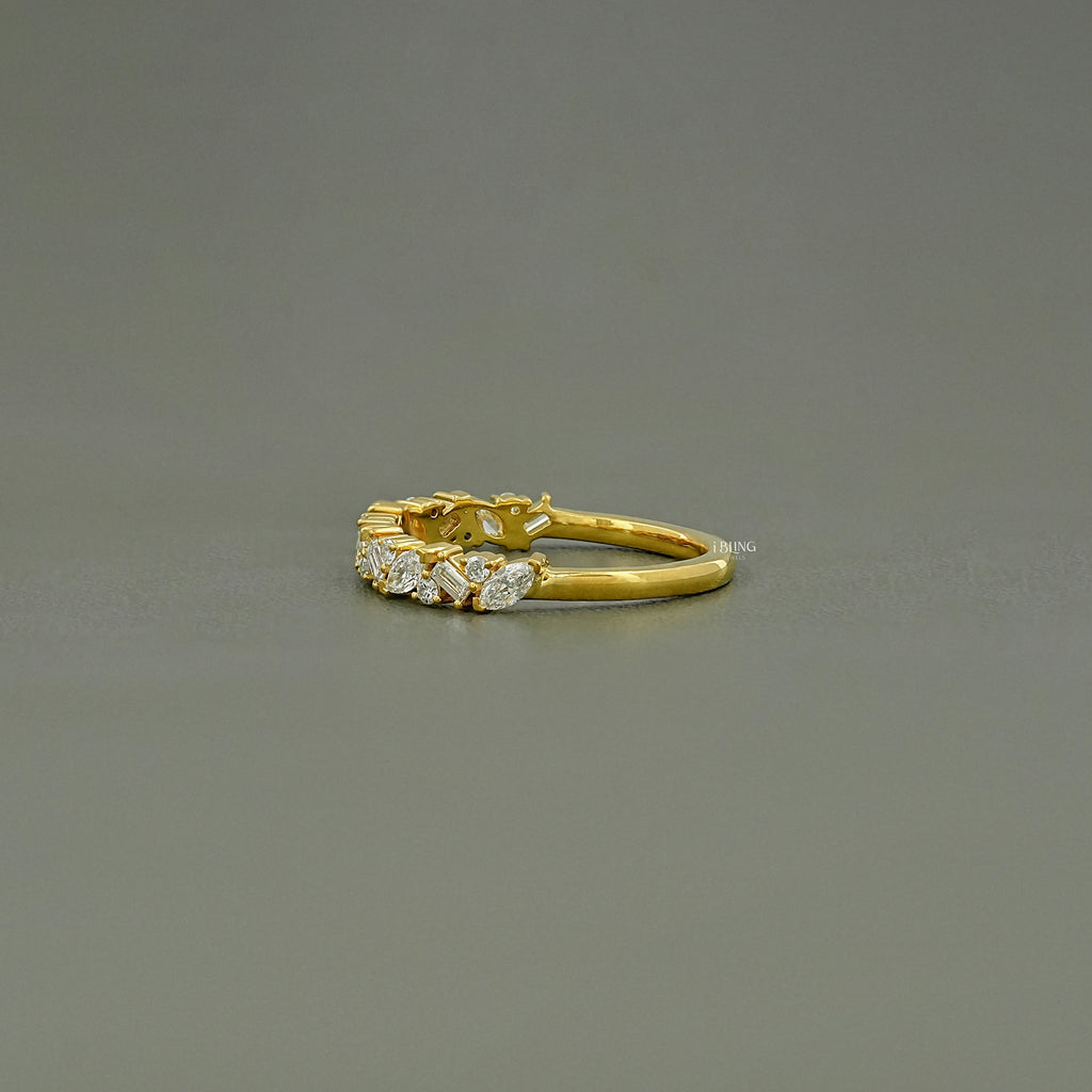Multi Shape Lab Diamond Half Eternity Band