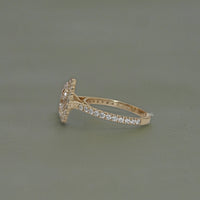 Oval Cut Lab Diamond Halo Accent Engagement Ring