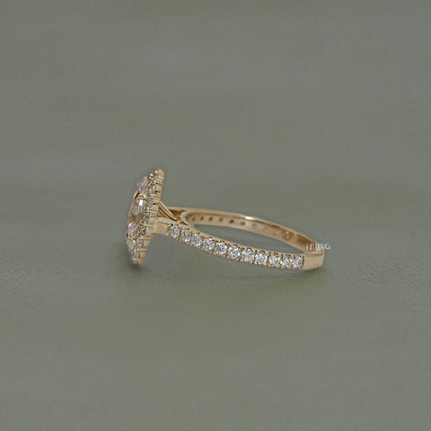 Oval Cut Lab Diamond Halo Accent Engagement Ring