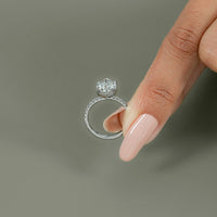 Pear Cut Lab Diamond Hidden Halo Accent Ring