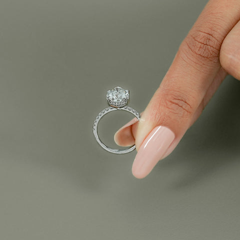 Pear Cut Lab Diamond Hidden Halo Accent Ring
