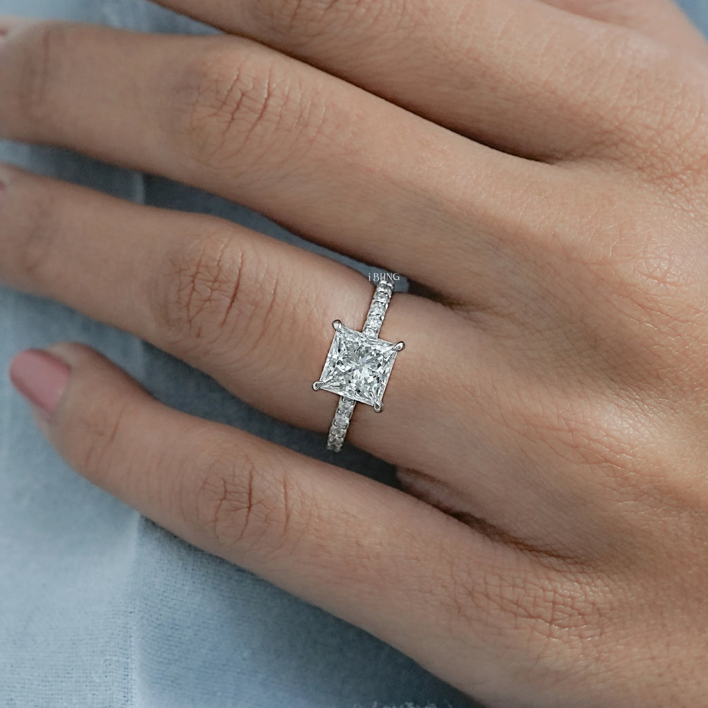 Princess Lab Grown Diamond Solitaire Accent Ring