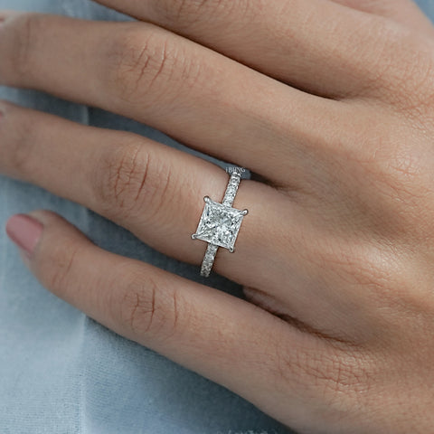 Princess Lab Grown Diamond Solitaire Accent Ring