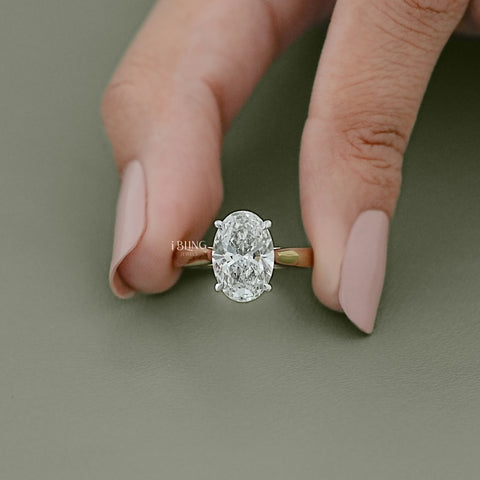 Oval Cut Lab Grown Diamond Solitaire Engagement Ring