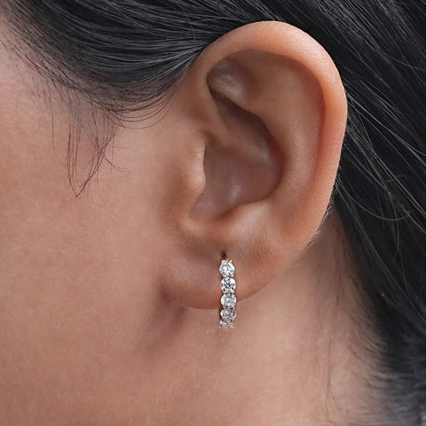 Round Cut Lab Grown Diamond Huggie Hoop Earrings