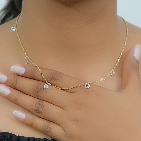 Rose Cut Round Diamond Station Necklace