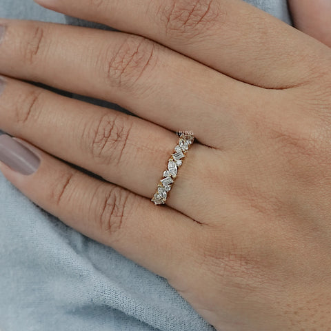 Multi Shape Lab Diamond Half Eternity Band