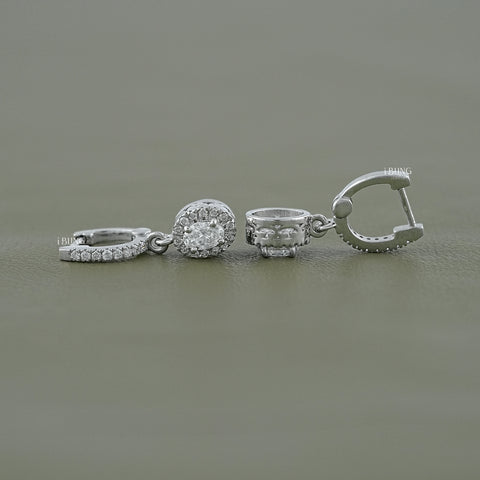Oval Lab Grown Diamond Halo Drop Earrings