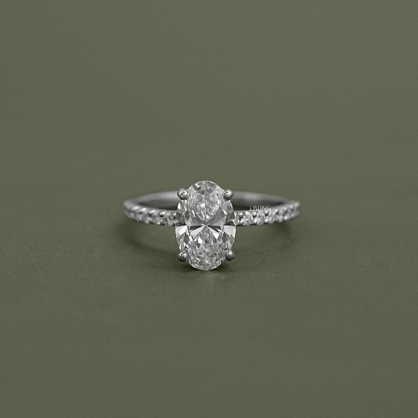 Oval Cut Lab Diamond Solitaire Accent Ring