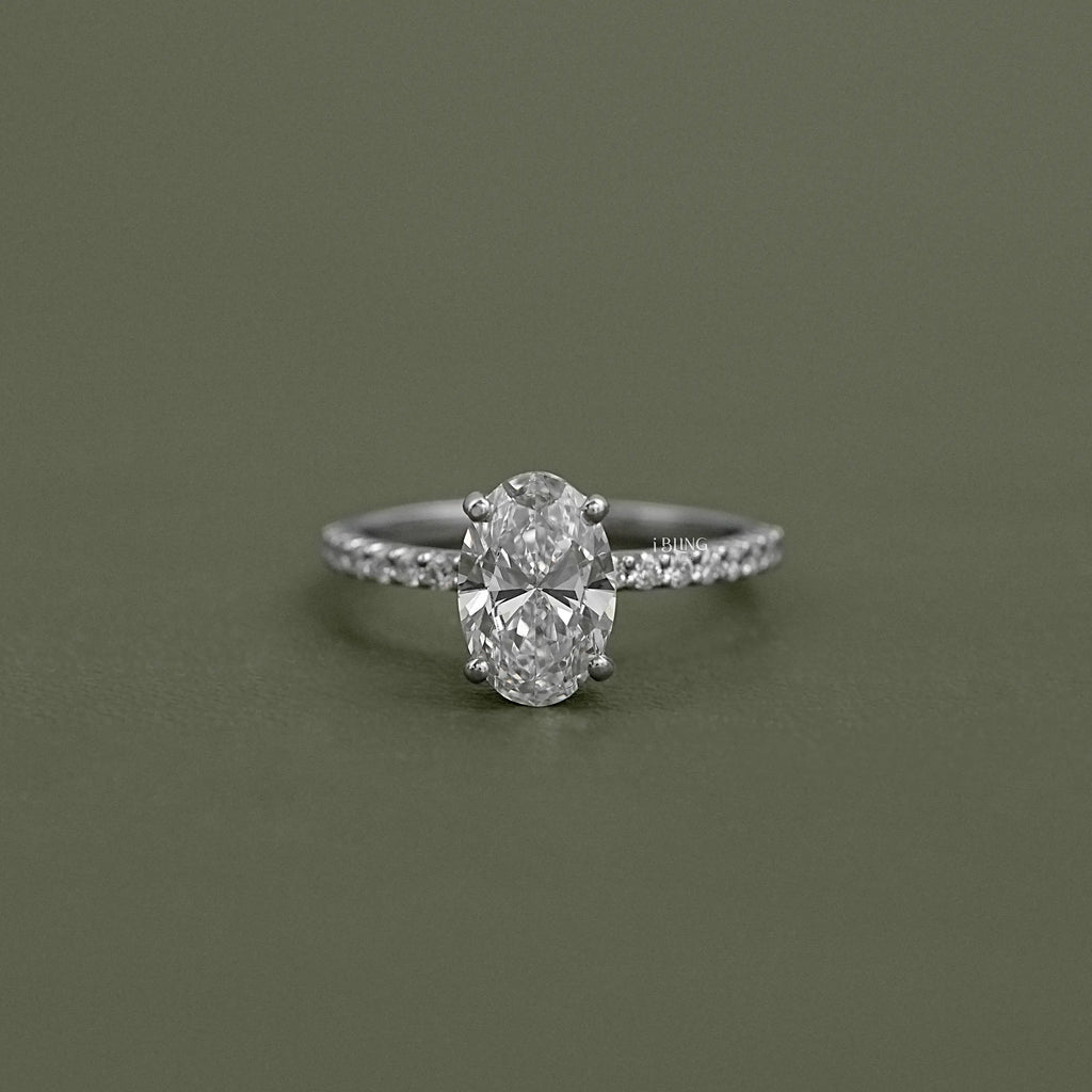 Oval Cut Lab Diamond Solitaire Accent Ring