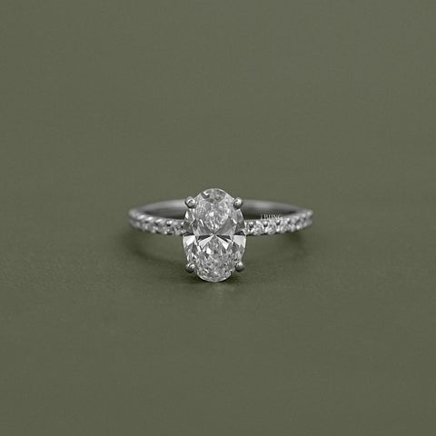 Oval Cut Lab Diamond Solitaire Accent Ring