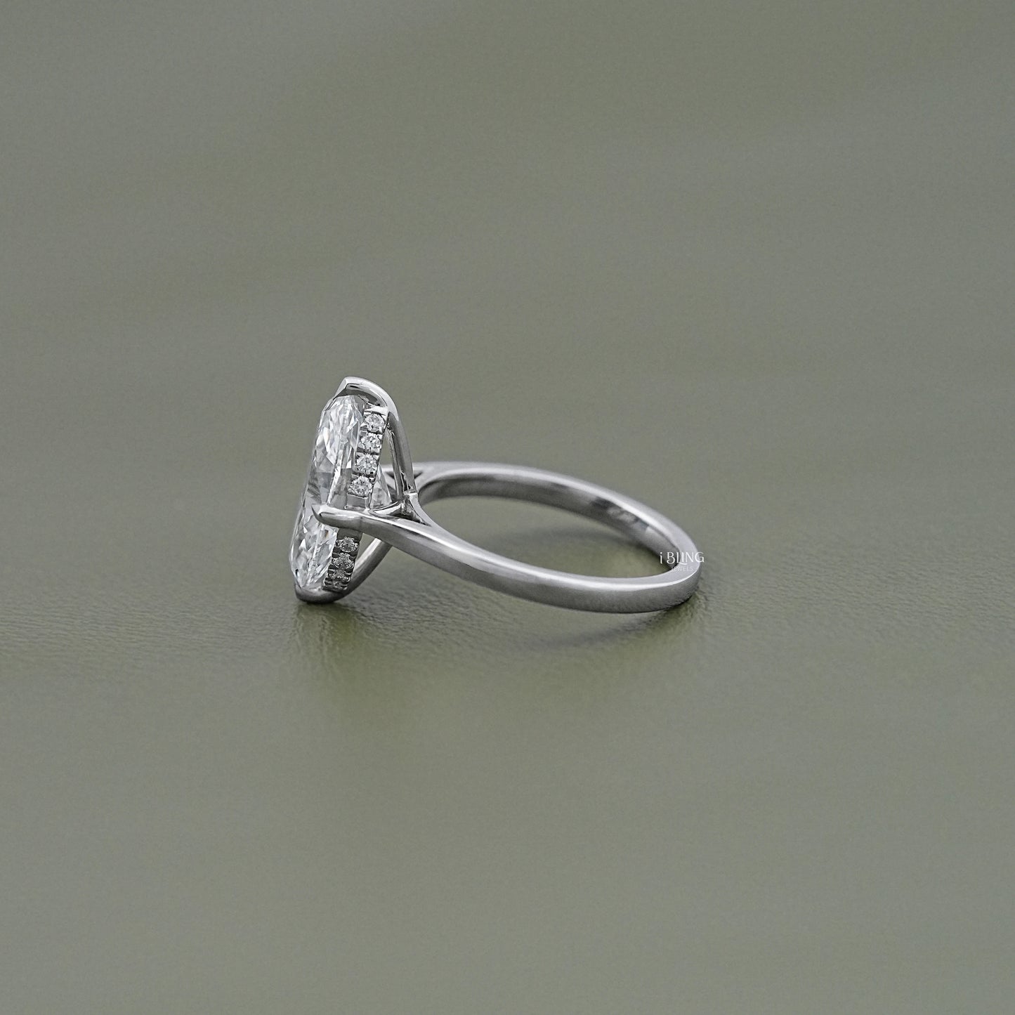 Oval Cut Hidden Halo Solitaire Engagement Ring