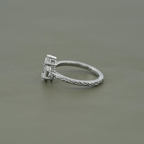 Pear Cut Lab Grown Diamond Ring with Vintage Hand-Engraved Band